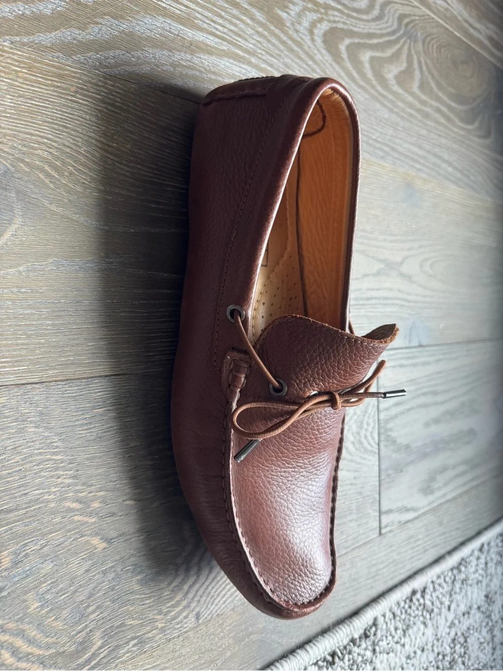 Mercanti Fiorentini Brown Leather Driving Moccasins with Lace Tie (Size 9M)